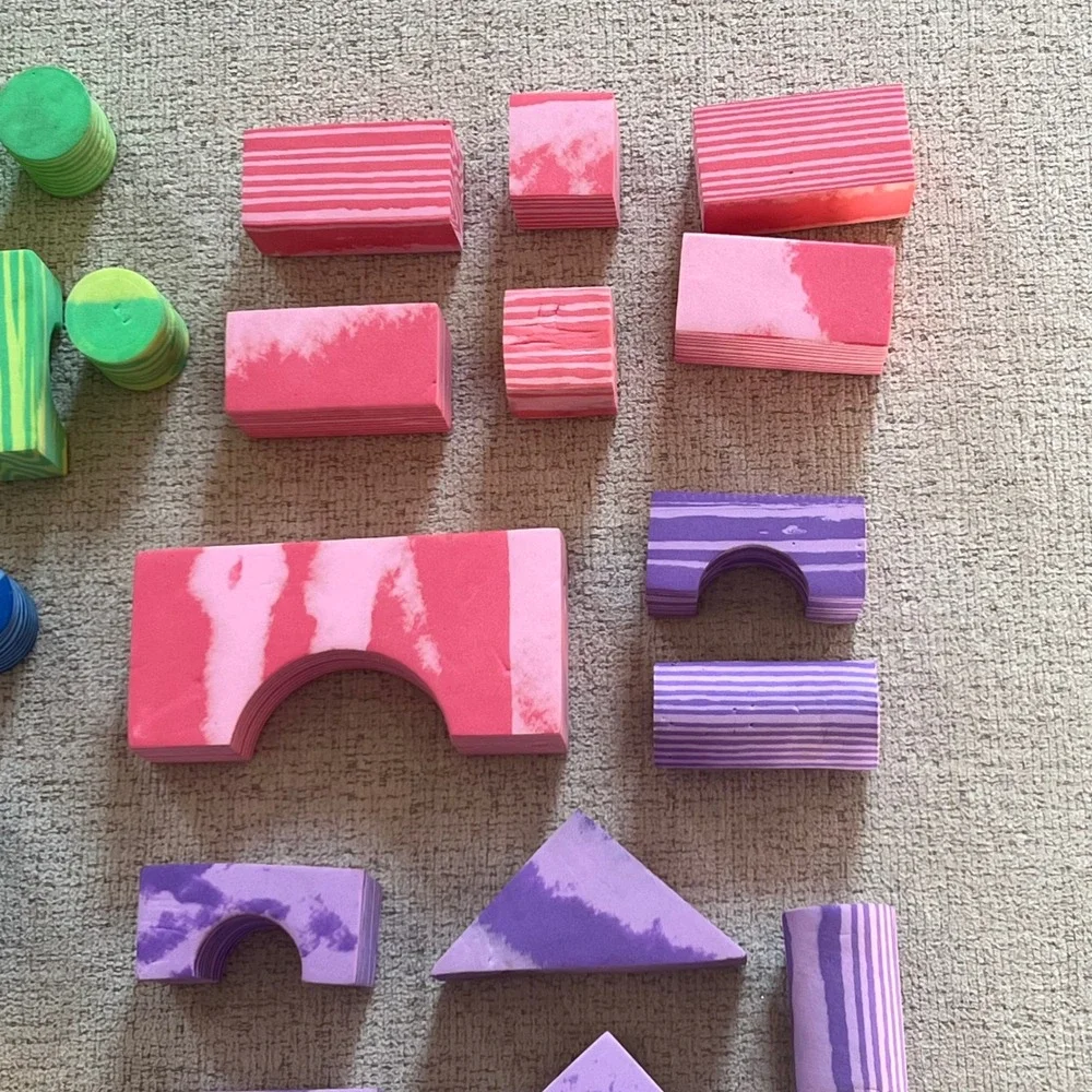 Multi Color Verdes Faux Wood Soft Foam Building Blocks Sensory Toy Set 30 Pc